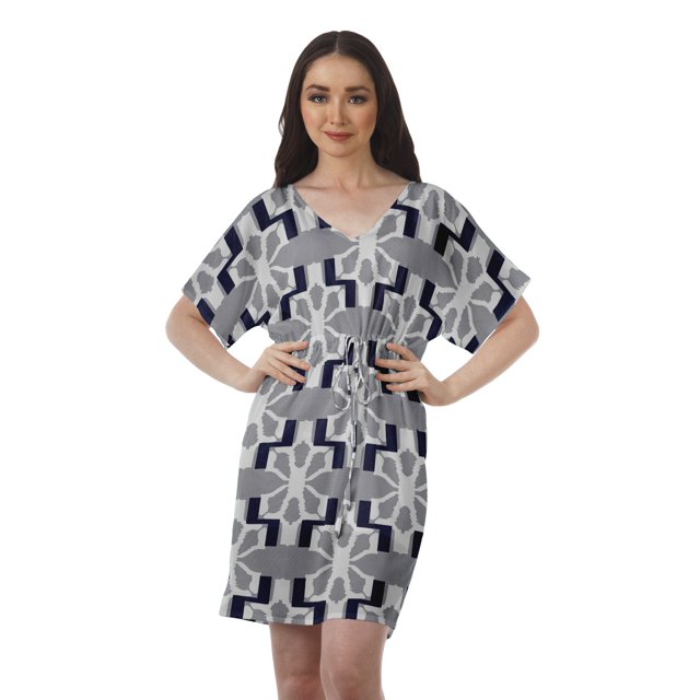 Moomaya Robes Modestes Femmes Robe Imprimée Shorts Femmes Col en V Tenue Décontractée