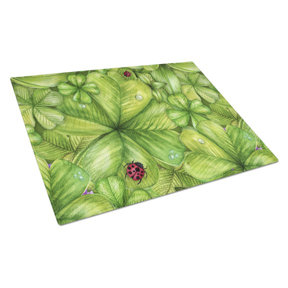 Caroline's Treasures Shamrocks and Lady bugs Glass Cutting Board Large