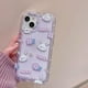 thumbnail image 4 of Funda de conejito compatible con iPhone 13 Pro Max, bonita funda protectora a prueba de golpes con diseño de conejo morado transparente y flores para mujeres y niñas, 4 of 8