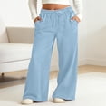 thumbnail image 2 of WAYUTE Jeans for Girls High Waist Wide Leg Stretchy Drawstring Waistband Loose Denim Pants with Pockets Summer Outfits, 2 of 5