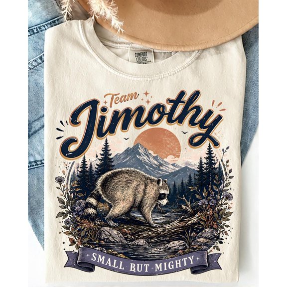 Jimothy Shirt, Team Jimothy Tee, Raccoon T-Shirt, Cute Animal Tee, Nature Lover Gift, Retro Mountain Shirt, Wildlife Tee