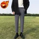 thumbnail image 3 of Pantalones de traje de negocios rectos y ajustados para hombre, de cintura alta, fluidos, para oficina, trabajo, social, sastrería, pantalones trenzados para hombres., 3 of 5