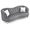 thumbnail image 4 of Passion Furniture PF-G755-S Jewel 90 in. Flared Arm Velvet Straight Sofa in Gray, 4 of 5