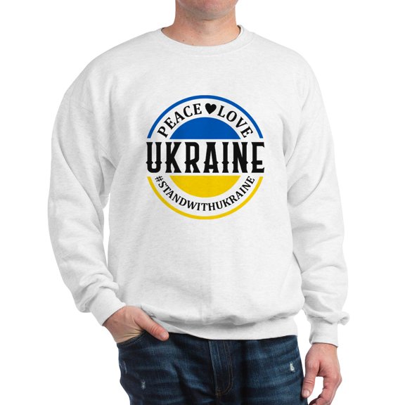 CafePress - Peace Love Ukraine Sweatshirt - Crew Neck Sweatshirt