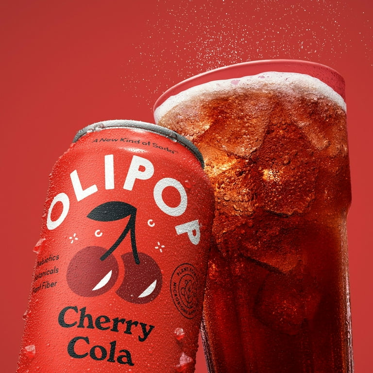 OLIPOP Healthy Cherry Cola Prebiotic Soda, Non-GMO, Diet Approved