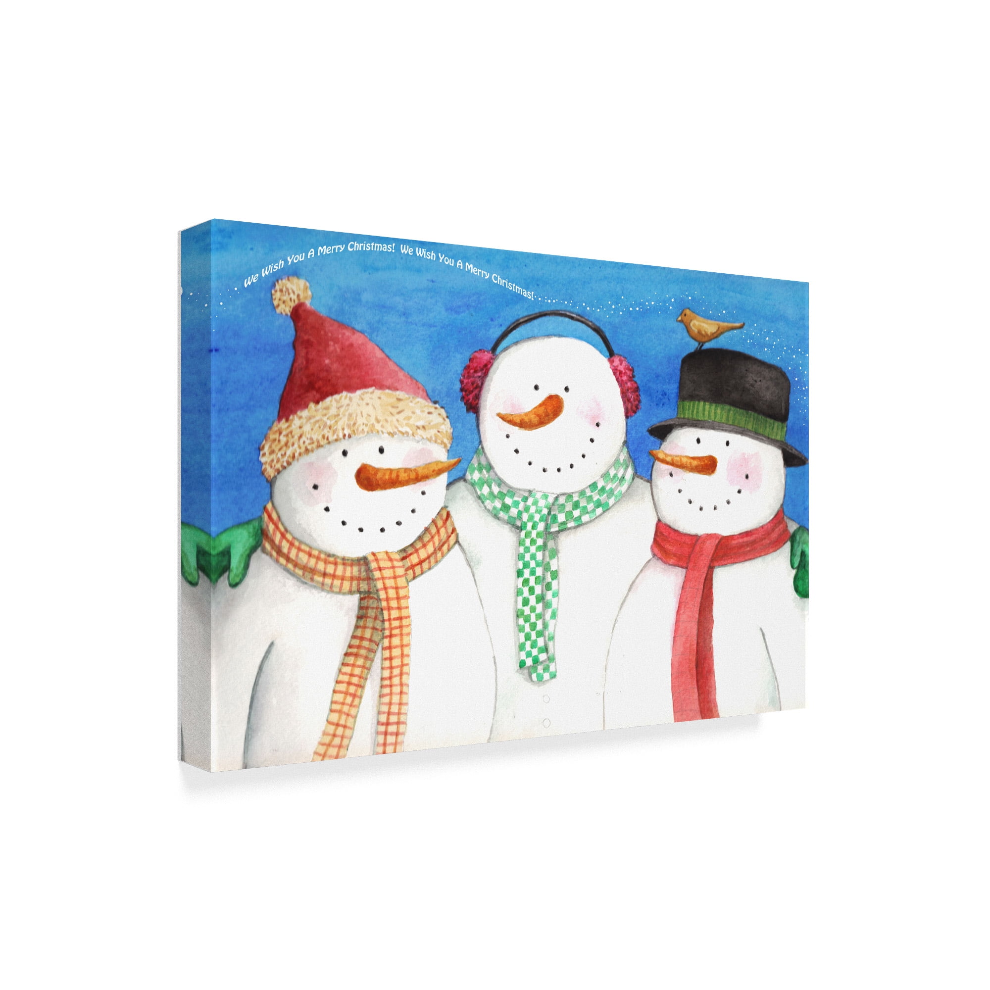 Trademark Fine Art 'Three Snowmen Sing' Canvas Art by Melinda Hipsher