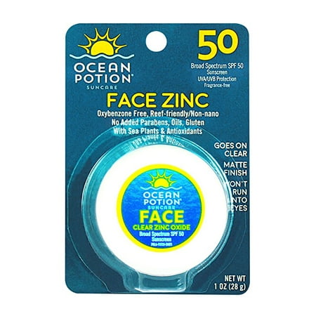 4 Pack Ocean Potion Face Clear Zinc Oxide, Sunscreen SPF 50, 1 Ounce