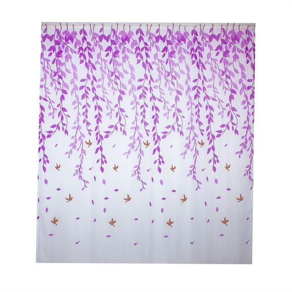 Follure Leaves Sheer Curtain Tulle Window Treatment Voile Drape Valance 1 Panel Fabric Purple