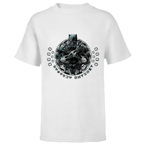 Marvel Black Panther King T'Challa Wakanda Lettering - Short Sleeve T-Shirt for Kids - Customized-White