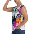thumbnail image 3 of Fotbe Men's Cool Colorful Wolf Print Men's Sleeveless Muscle Tank Tops Casual T-Shirts for Gym Workout Beach-Medium, 3 of 8