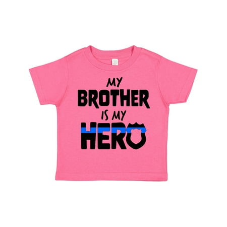 

Inktastic My Brother is My Hero Police Officer Family Gift Toddler Boy or Toddler Girl T-Shirt