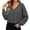Dark Gray, variant on Women's Solid V Neck Cropped Sweater Tops, Long Sleeve Loose Fit Waffle Texture Shirts for Casual Office S-XXL Tops