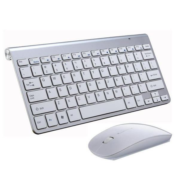 Teclado y ratón inalámbricos resistentes al agua para PC y portátil Plata