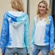 thumbnail image 4 of L Sudaderas con capucha de manga larga con cordón para mujer, suéter holgado con estampado Tie-dye y bloques de color, sudadera deportiva informal ligera con cuello en V, ropa de, 4 of 5