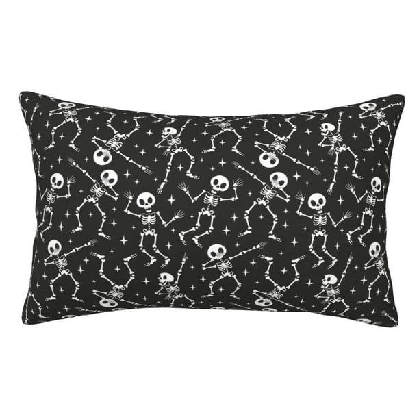 Fotbe Retro Skeleton Dancing On Halloween Party Funda de Almohada Decorativa Estilo Occidental, Lujo en Algodón, Fundas para Almohadas King, Cojín Estampado para Decoración del Hogar-20"x30"