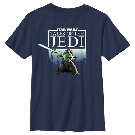 Boy's Star Wars: Tales of the Jedi Yaddle Poster Graphic Tee Navy Blue X Small