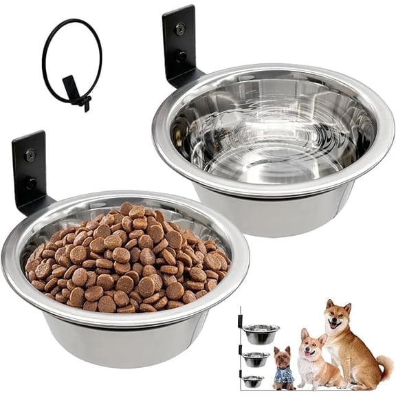 Wekvgz Elevated Dog Bowls 2 Pack Wall Mounted Dog Bowl Foldable Stainless Steel Raised Dog Food and Water Bowls Adjustable Height Wall Mounted Cat Food Bowls for Pets Dogs Cats