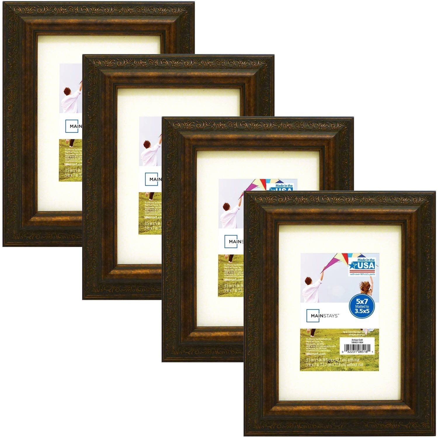 Mainstays Antique Gold Frame, Set of 4 - Multiple Sizes available
