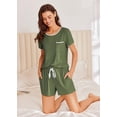 thumbnail image 2 of Ekouaer Womens Pajama Set Ribbed Knit Soft Shorts Pjs Summer Sleepwear Two Piece Casual Lounge Sets with Drawstring & Pockets, 2 of 6