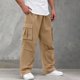 thumbnail image 5 of Pantalones cargo de verano para hombre: pantalones de trabajo holgados, ligeros, con cintura elástica y múltiples bolsillos, corte regular para actividades al aire libre, trabajo y ocio, poliéster, 5 of 8