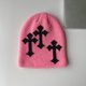thumbnail image 1 of Sifreyr-gorro de punto para mujer, gorro ligero y plegable, a prueba de viento, para ciclismo, decoración cruzada, Y2K, 1 of 4