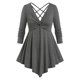 thumbnail image 1 of Talla grande Crisscross Front Twist Empire Cintura Tee Rosegal Mangas largas de talla grande, 1 of 5