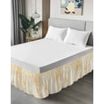 thumbnail image 4 of Collage Theme Bed Skirt Retro Beige Oil Painting Texture Bed Skirts King Size 16 Inch Drop, Wrap Around Dust Ruffle&nbsp;Bedskirt with Adjustable Elastic Belt for Queen Size Beds, 4 of 7