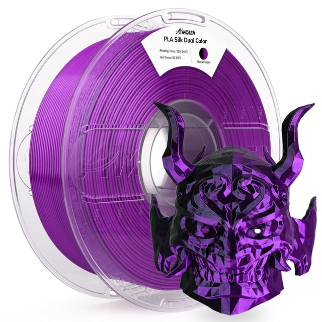 Filamento para impresora 3D AMOLEN Silk PLA Shiny Dual Black Purple