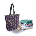 thumbnail image 2 of FORMRS Womens Canvas Tote Bag with Zipper Inner Pocket Shoulder Handbag, Purple Flowers Pattern, 2 of 7