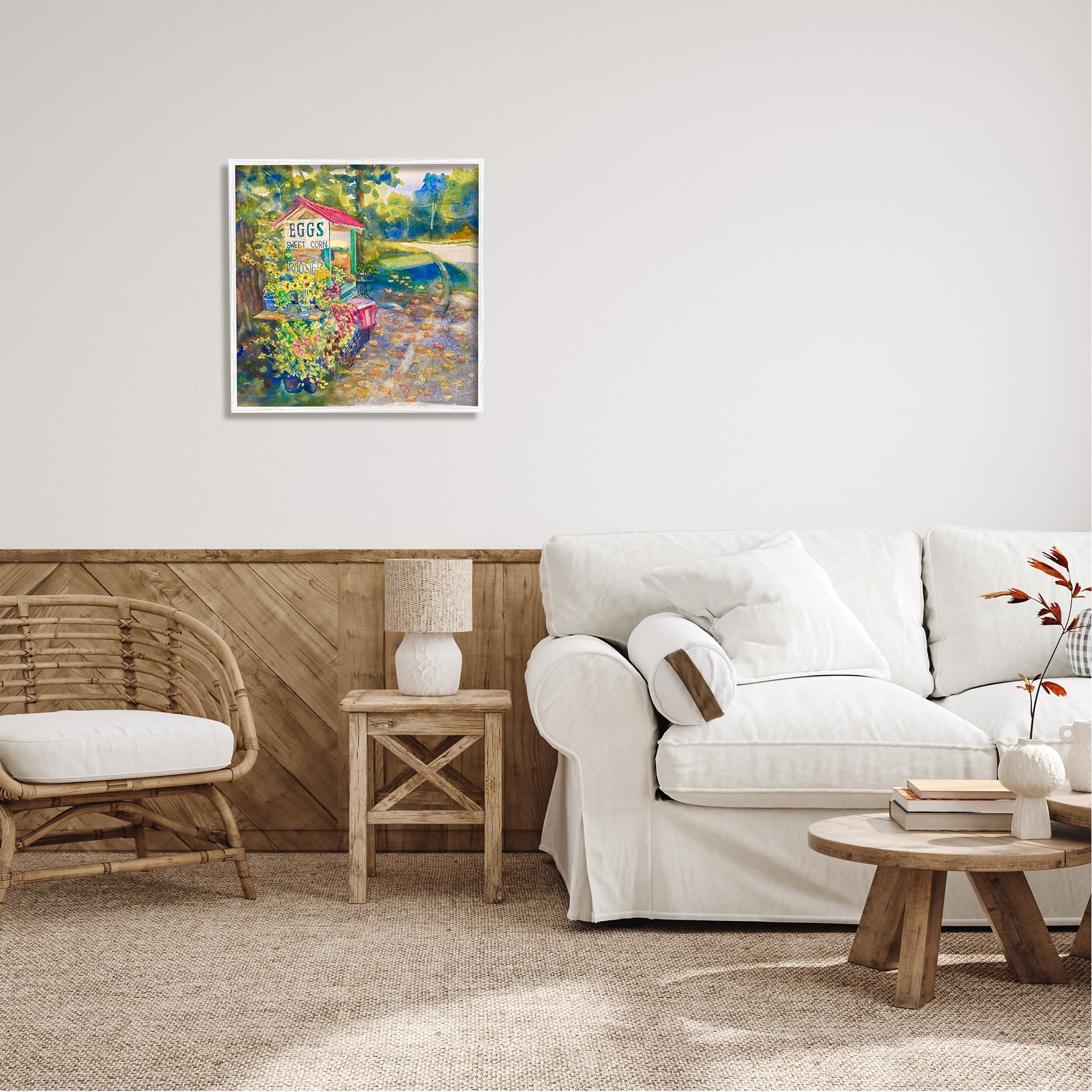 Stupell Industries Farm Stand Painting Nature Painting White Framed Art Print Wall Art, 24 x 24