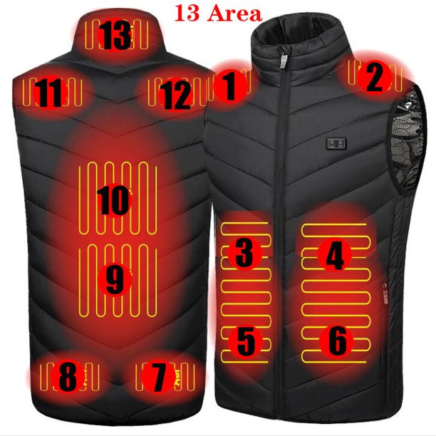 Chaleco calefactable de 17/11 lugares para hombres y mujeres, chaqueta calefactora Usb, chaleco calefactor, ropa térmica, chaleco de caza, chaqueta calefactora de invierno, BlackS-6XL Tan Jianjun unisex