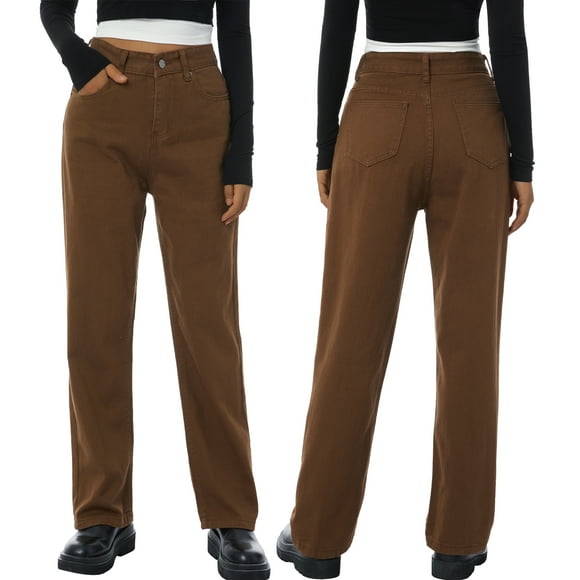 Txlixc Jeans de Pierna Recta para Mujer, Pantalones de Mezclilla de Talle Alto Vintage para Adultos con Bolsillos Txlixc Moda