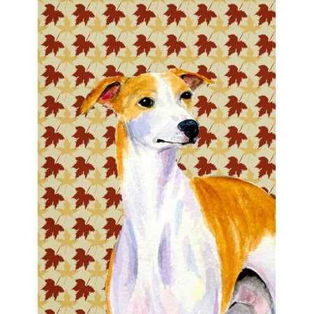 Caroline's Treasures Whippet Fall Leaves Portrait 2-Sided Garden Flag