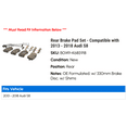 thumbnail image 2 of Rear Brake Pad Set - Compatible with 2013 - 2018 Audi S8 2014 2015 2016 2017, 2 of 2