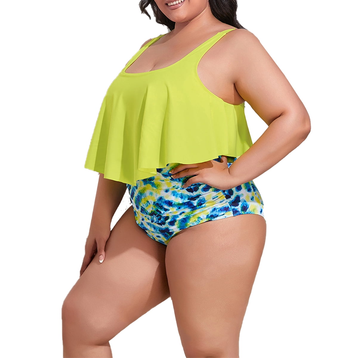 Mooncore Womens Plus Size Swimsuit High Waisted Tankini Bathing Suits Two  Piece Flounce Bikini Swimsuit : : Clothing, Shoes & Accessories