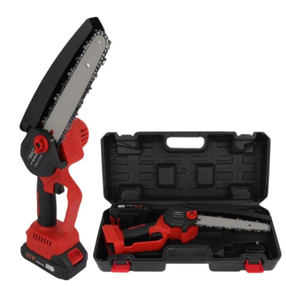 8-Inch Mini Chainsaw, 21V Cordless Electric Chainsaw with Brushless Motor, Battery and Carry Case, Handheld Pruning Saw for Tree Trimming, Wood Cutting and Garden Yard Work, KJ-9122