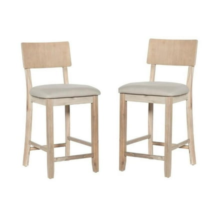 Home Square 2 Piece 24" Height Wood Counter Stool Set in Gray