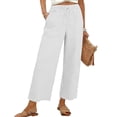 thumbnail image 5 of Wide Leg Pants for Women Loose Pocketed Linen Pants Women White 2XL, 5 of 9