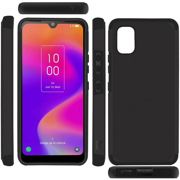 For TCL ION Z Ultra Slim Corner Protection Shock Absorption Hybrid Dual Layer Hard PC   TPU Rubber Armor Defender Cover ,Xpm Phone Case [ Black ]
