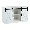 thumbnail image 5 of Dawn Whisper Decorative Wooden TV / Storage Cabinet with Two Sliding Barn Doors, White, 5 of 13