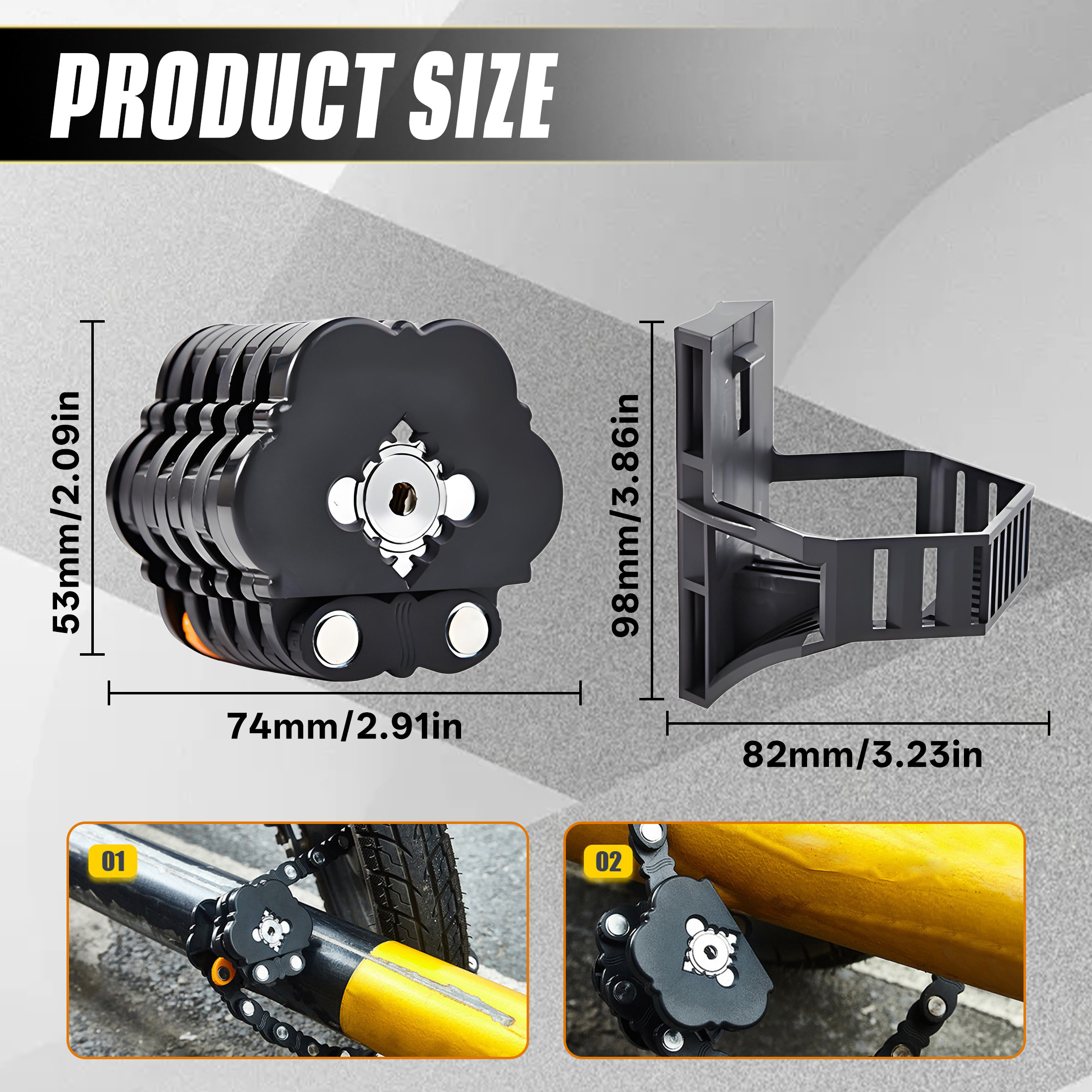 ZHZFKQ Bike Lock，Folding Zinc Alloy Bike Chain Lock，Anti-Theft Lock with Keys Motorcycle Lock
