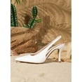 thumbnail image 4 of On feet& in love Women's Faux Leather Pointed Toe Elastic Slingback High Heel Pumps, 4 of 6