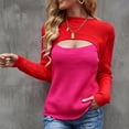 thumbnail image 2 of Defitshape Women's Long Sleeve Sweater Fall Top Soft Knit Sexy Fashion Acrylic Fitted Cozy Pullover Sweaters Rose Large, 2 of 4