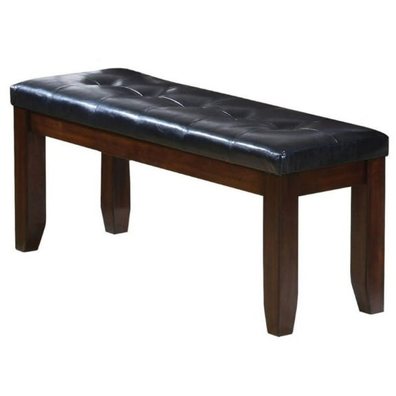 Kingfisher Lane Faux Leather Dining Bench in Black and Espresso