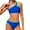 Blue, variant on RTKFRFLM Big Girls 2-Piece Padded Bikini Set One Shoulder Color Block Bathing Suit for Trendy Summer Beach Wear