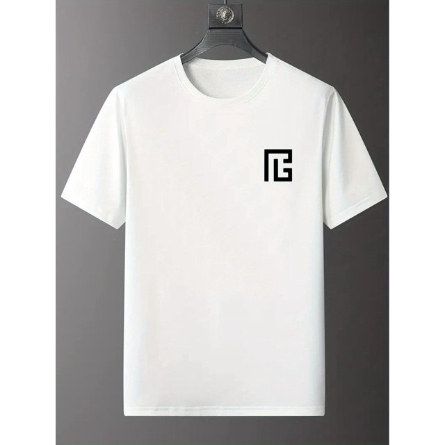 Camiseta informal de manga corta para hombre con estampado geométrico único: cuello redondo, algodón suave, ideal para todas las estaciones.