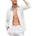 thumbnail image 2 of UKAP Mens Shirts Lapel Neck Blouse Button Down Tops Regular Fit Work Tunic Shirt White 4XL, 2 of 8