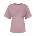 thumbnail image 5 of Yuyuzo Chemises d'Été pour Femmes Col Rond Manches Courtes Tee Tops Blouses Amples Unies, 5 of 5