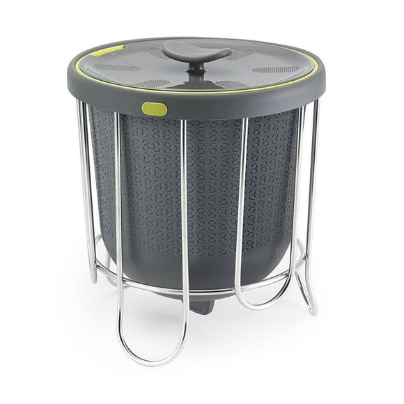 Polder KTH-1415-425 Composteur de Cuisine Intérieur Portable à Ouverture Pop-Out avec Support, Gris