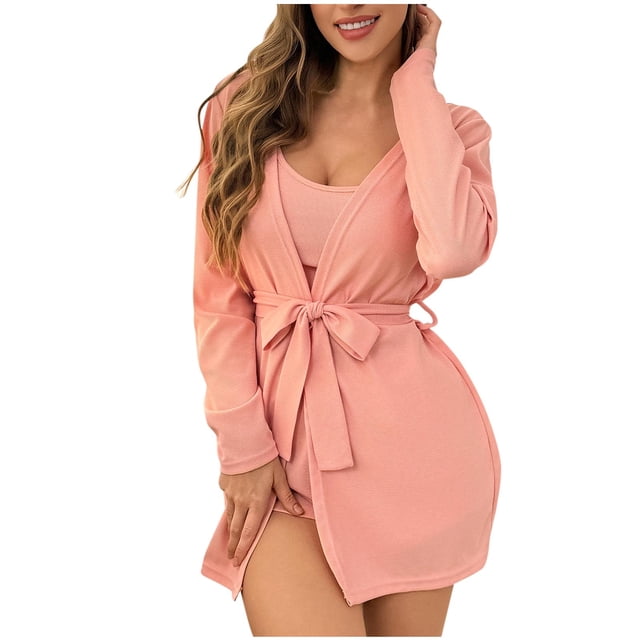 Women’s Waffle Robe & Pajama Set – Crop Cami, Shorts & Bathrobe (Luxurious Summer Set for Relaxation & Elegance)